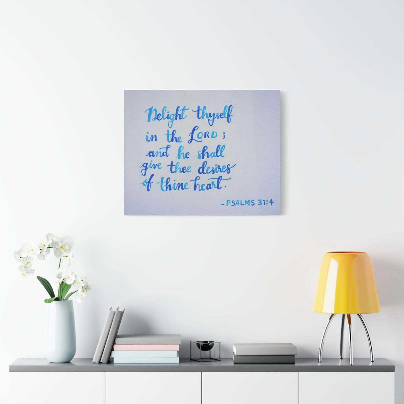 Scripture Canvas Thine Heart Psalms 37:4 Christian Wall Art Bible Verse Print Ready to Hang-Express Your Love Gifts