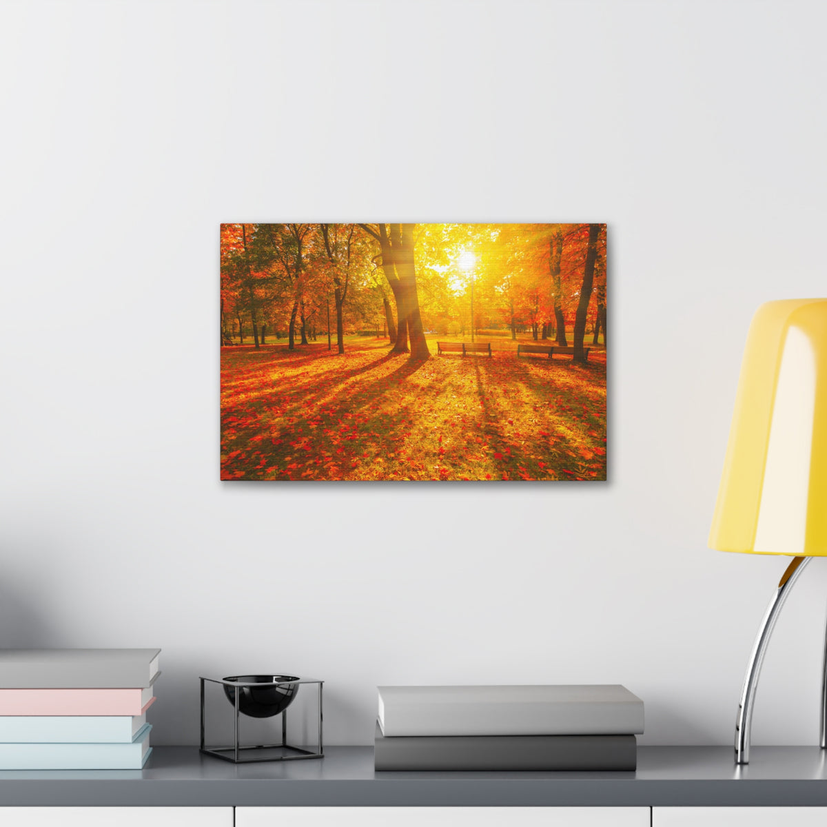 Sunrise Autumn Park Nature Wilderness Photography Canvas Wall Art for Home Decor Ready-to-Hang-Express Your Love Gifts