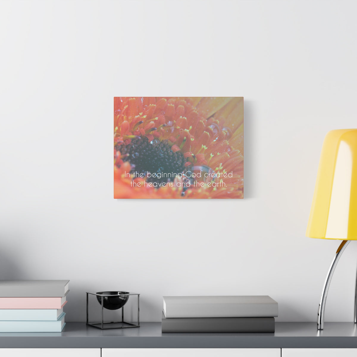 Scripture Canvas The Heavens And The Earth Genesis 1:1 Christian Wall Art Bible Verse Print Ready to Hang-Express Your Love Gifts