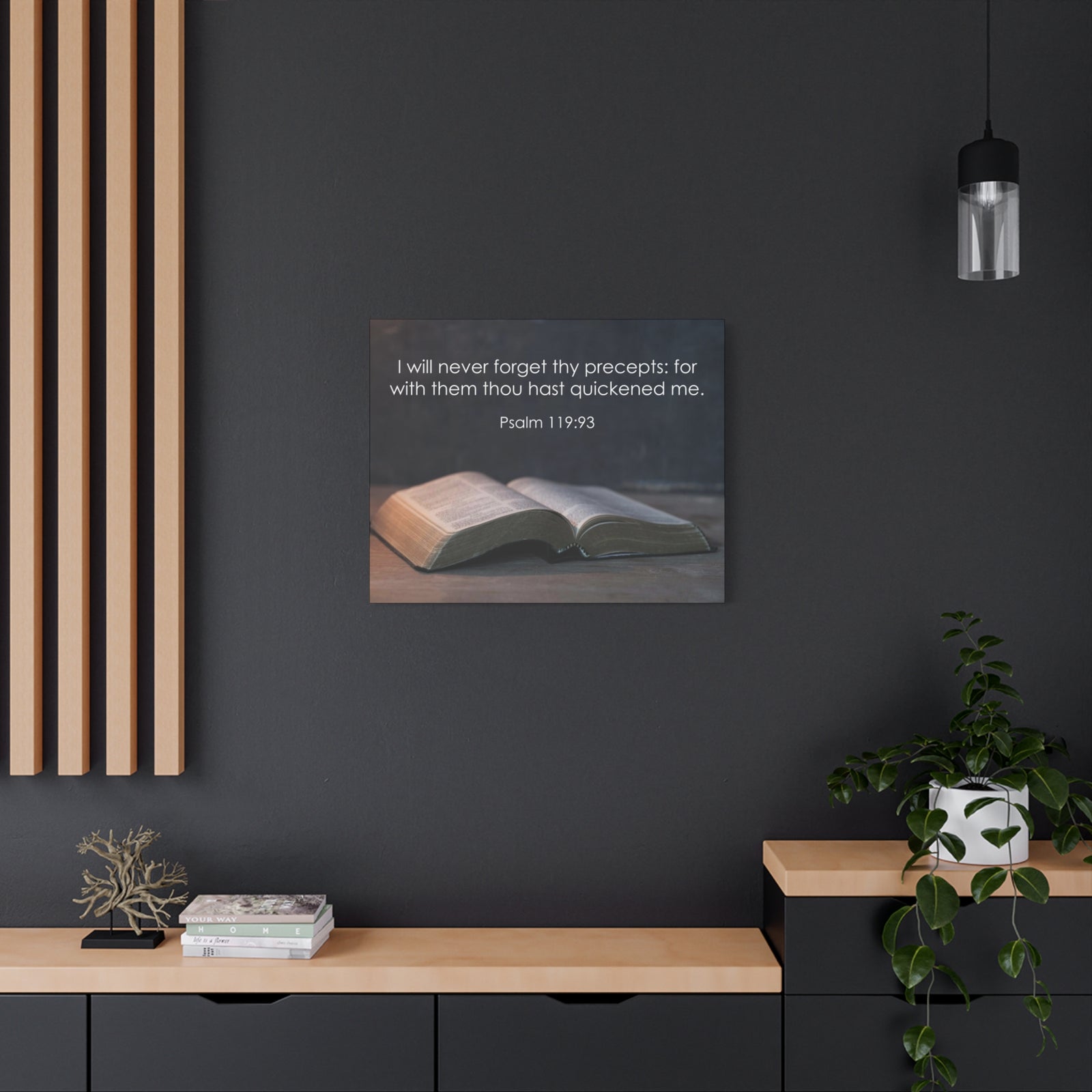 Bible Verse Canvas Never Forget Thy Precepts Psalm 119:93 Christian Home Décor Wall Art Scripture Ready to Hang Faith Print-Express Your Love Gifts