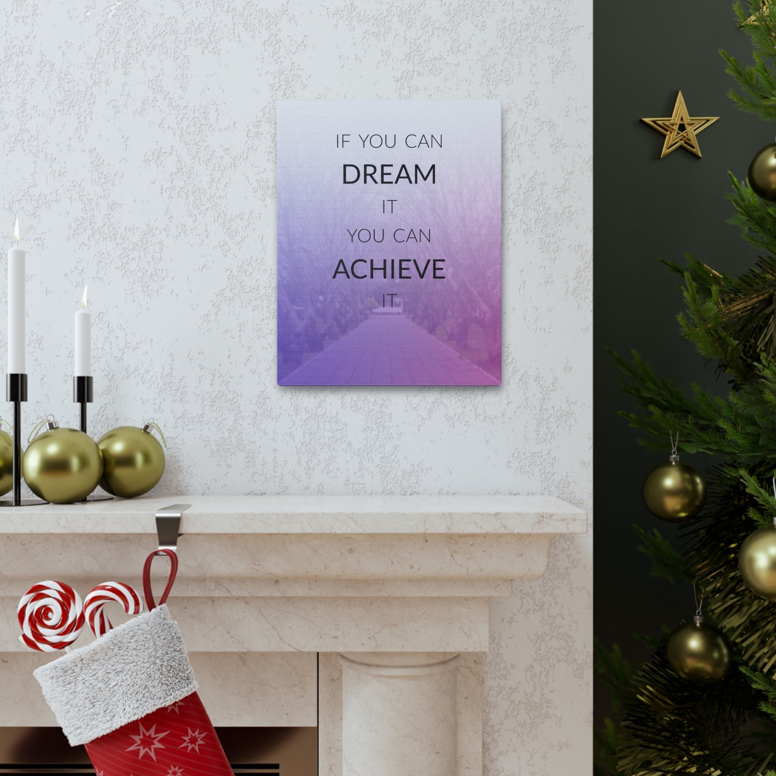 Inspirational Quote Canvas If You Can Dream Motivational Print Ready to Hang Artwork-Express Your Love Gifts