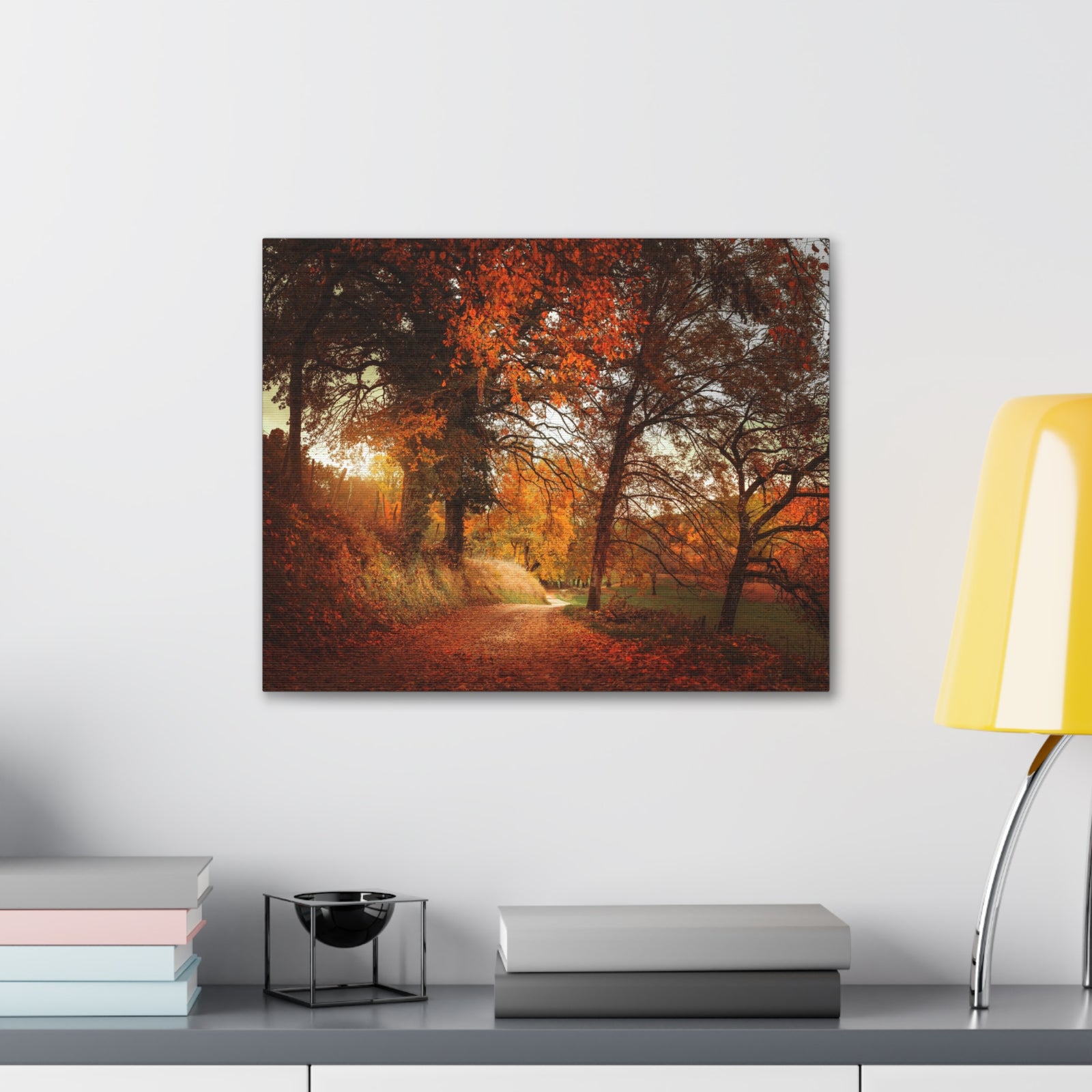 Autumn Park Orange Tree Nature Wilderness Photography Canvas Wall Art for Home Decor Ready-to-Hang-Express Your Love Gifts