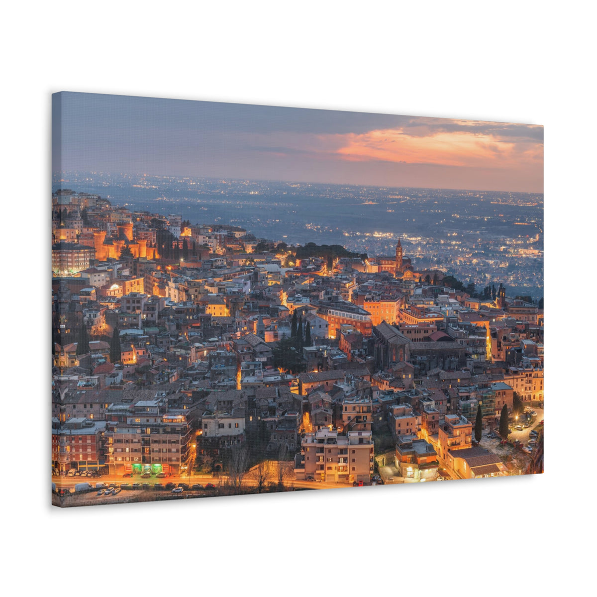 Rome Night Skyline Canvas Artwork High-Quality Breathtaking Stunning Cityscape for Home Decor Ready to Hang-Express Your Love Gifts