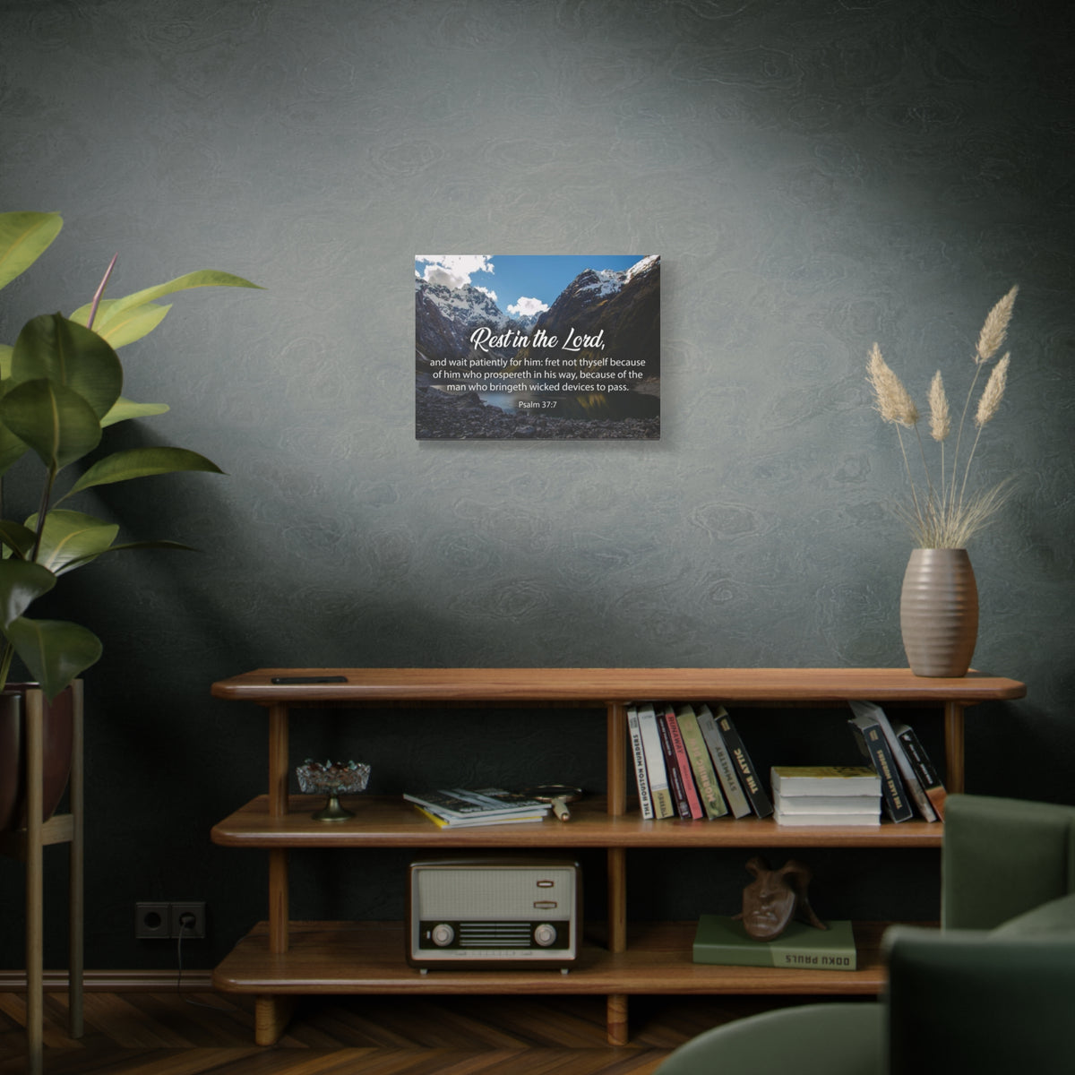 Bible Verse Canvas Rest in The Lord Psalm 37:7 Christian Home Decor Scripture Art-Express Your Love Gifts