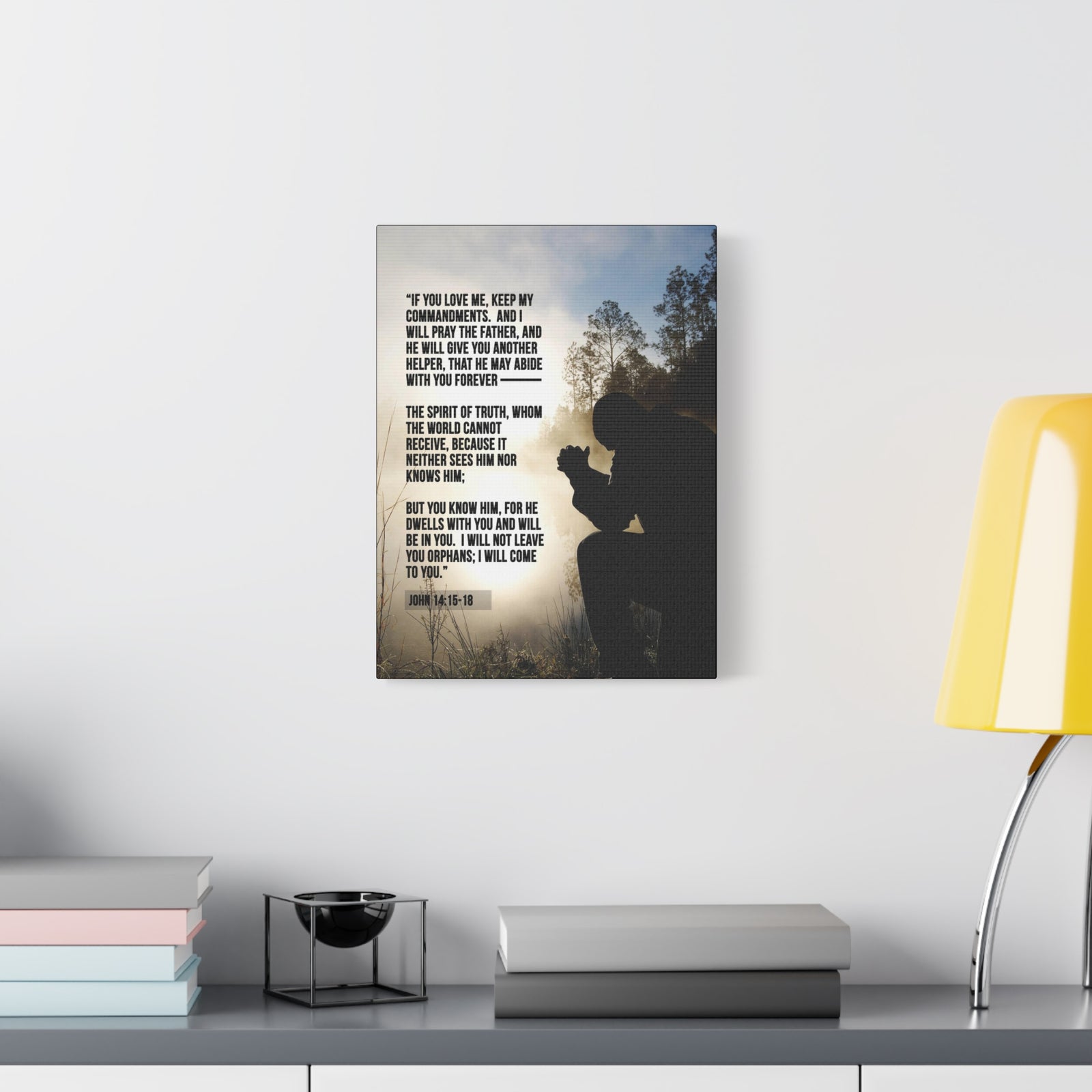 Scripture Canvas Keep my Commandments John 14:15‭-‬18 Christian Wall Art Bible Verse Print Ready to Hang-Express Your Love Gifts