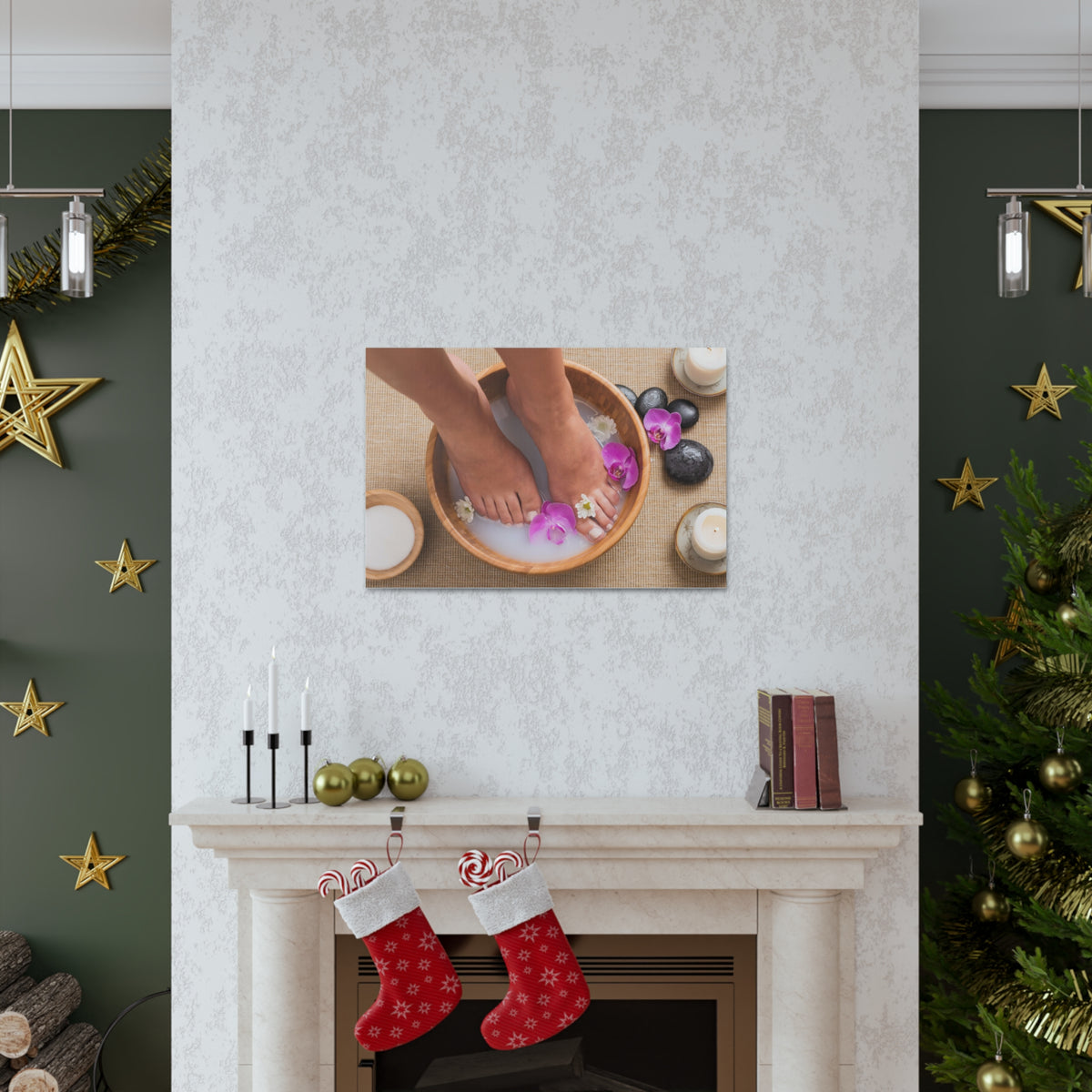 Footbath With Orchid Forest Floral Nature Photography Canvas Wall Art for Home Decor Ready-to-Hang-Express Your Love Gifts