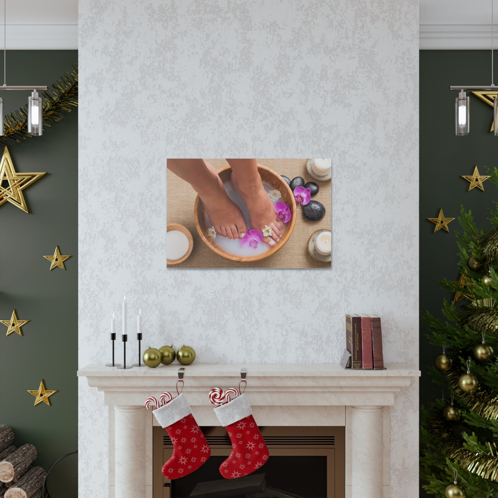 Footbath With Orchid Forest Floral Nature Photography Canvas Wall Art for Home Decor Ready-to-Hang-Express Your Love Gifts