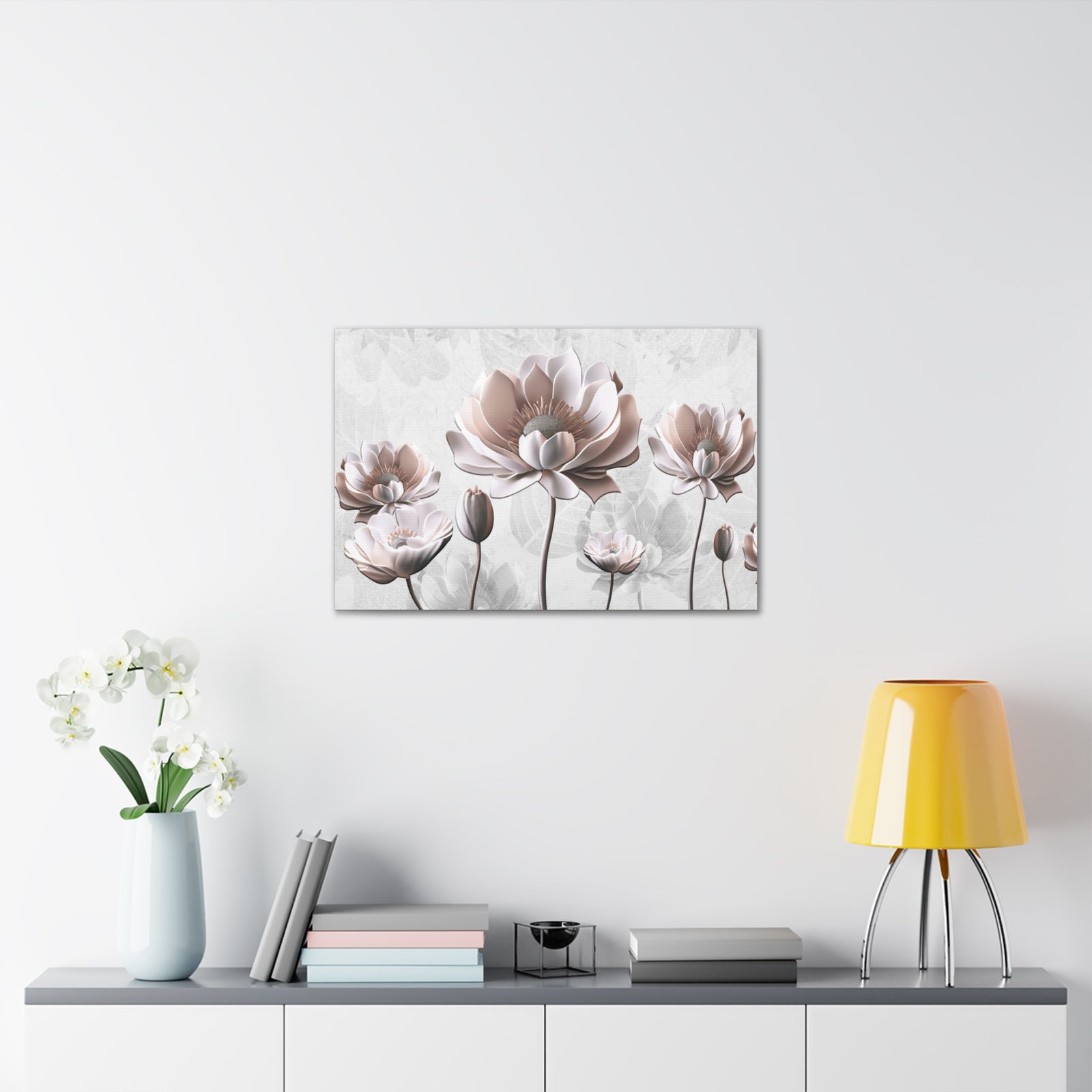 Simple Floral Painting 3D Flower Canvas Wall Art for Home Decor Ready-to-Hang-Express Your Love Gifts