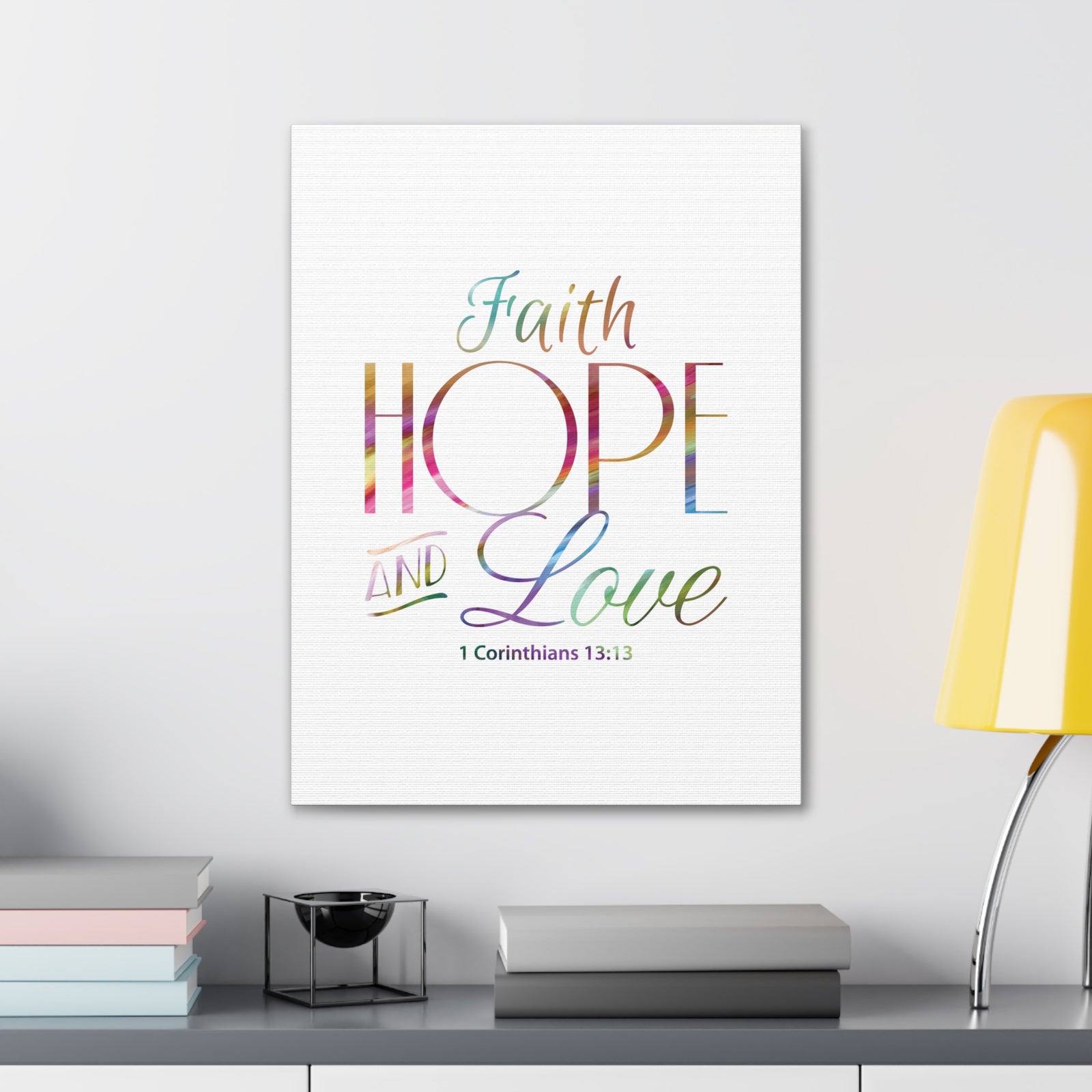 Scripture Canvas Faith Hope And Love 1 Corinthians 13:13 Christian Wall Art Bible Verse Print Ready To Hang-Express Your Love Gifts