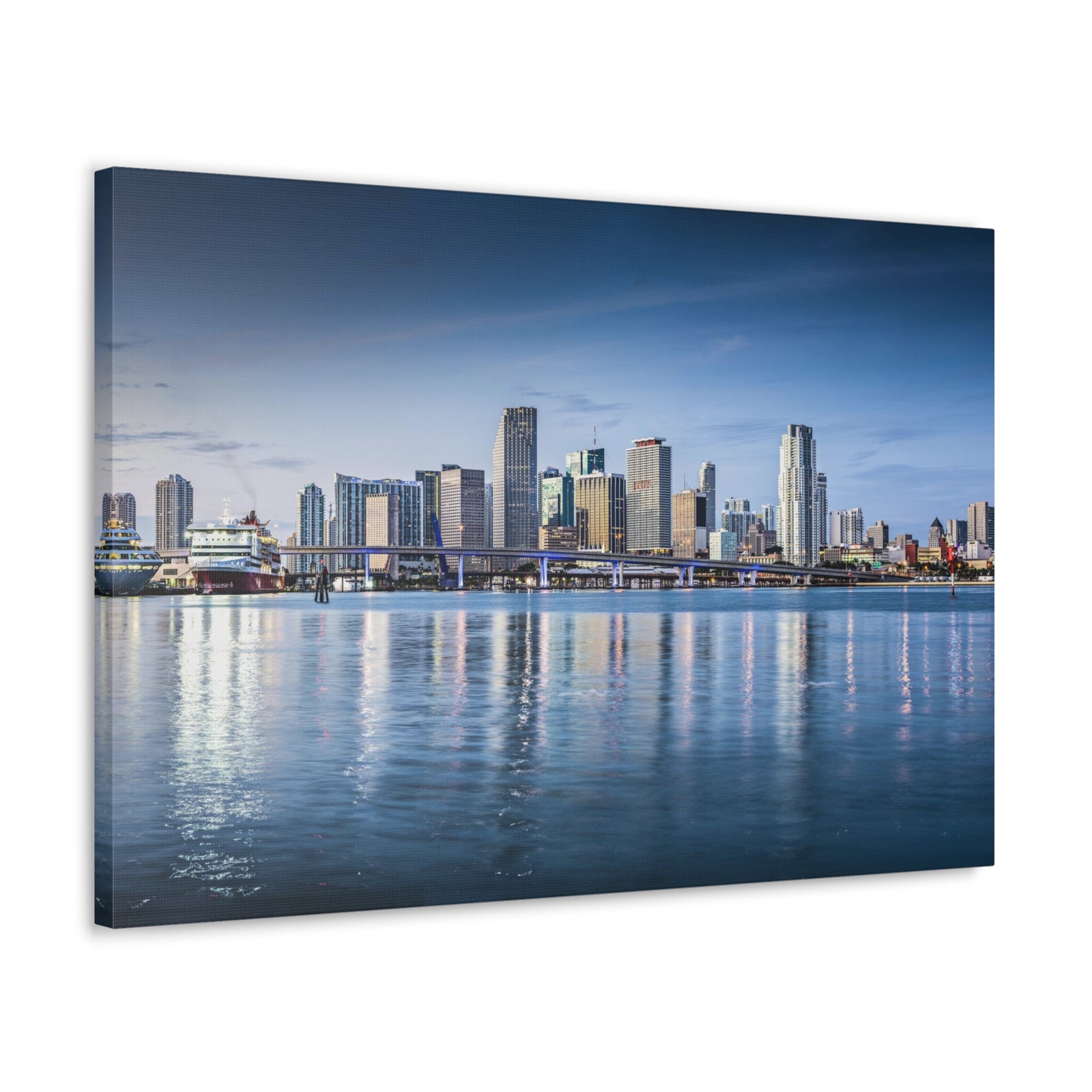 Miami Daytime Skyline Canvas Artwork High-Quality Breathtaking Stunning Cityscape for Home Decor Ready to Hang-Express Your Love Gifts