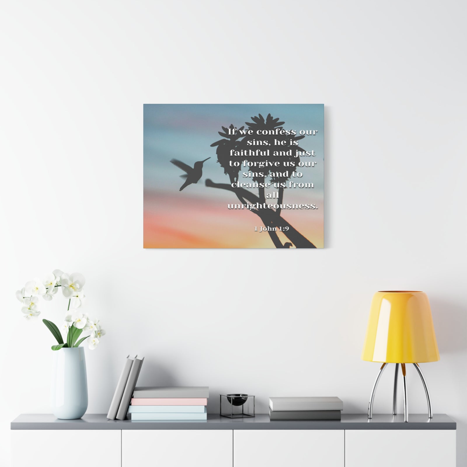 Scripture Canvas Forgive Us 1 John 1:9 Christian Wall Art Bible Verse Print Ready to Hang-Express Your Love Gifts