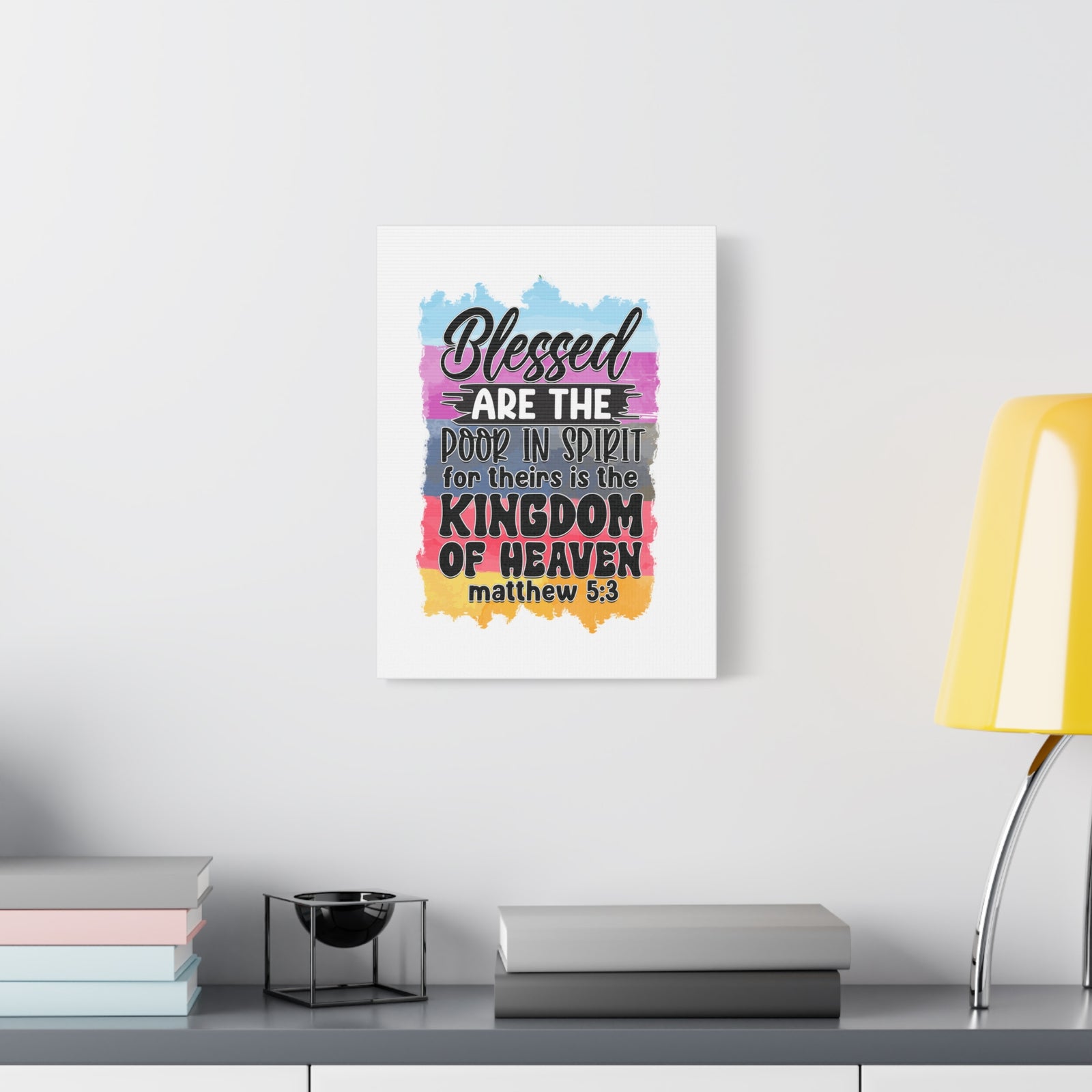 Scripture Walls Matthew 5:3 Kingdom of Heaven Colored Bible Verse Canvas Christian Wall Art Ready to Hang Unframed-Express Your Love Gifts