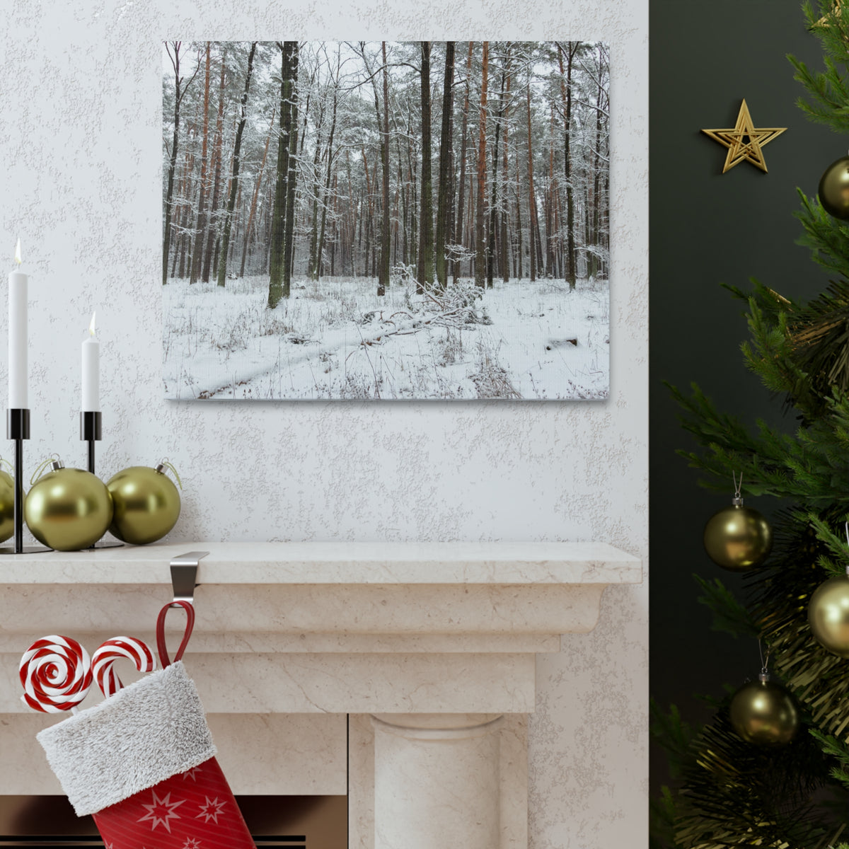 Winter Tree Covered In Snow Forest Nature Wilderness Photography Canvas Wall Art for Home Decor Ready-to-Hang-Express Your Love Gifts