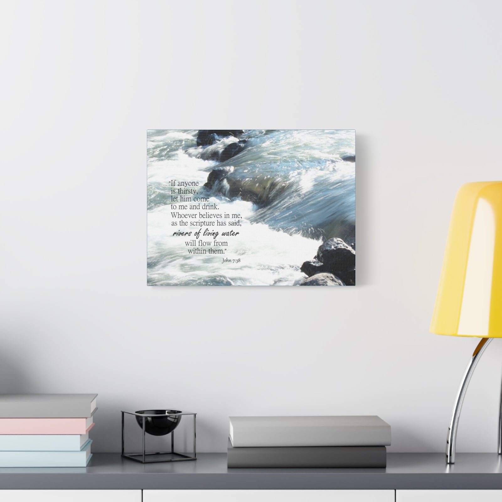 Scripture Canvas Rivers Of Living Water John 7:38 Christian Wall Art Bible Verse Print Ready to Hang-Express Your Love Gifts