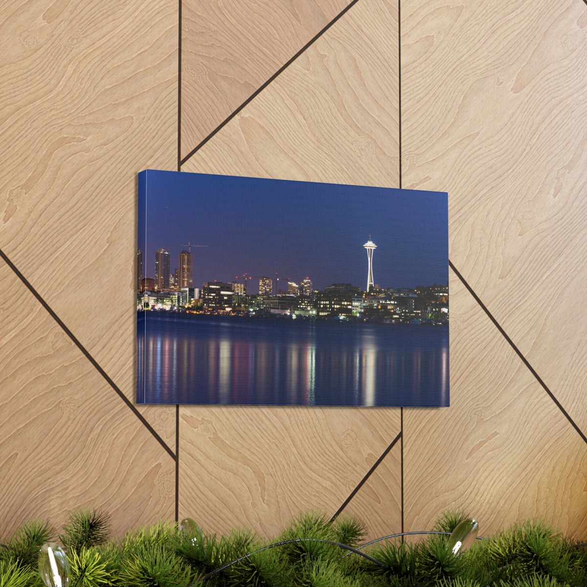 Seattle Night Skyline Canvas Artwork High-Quality Breathtaking Stunning Cityscape for Home Decor Ready to Hang-Express Your Love Gifts
