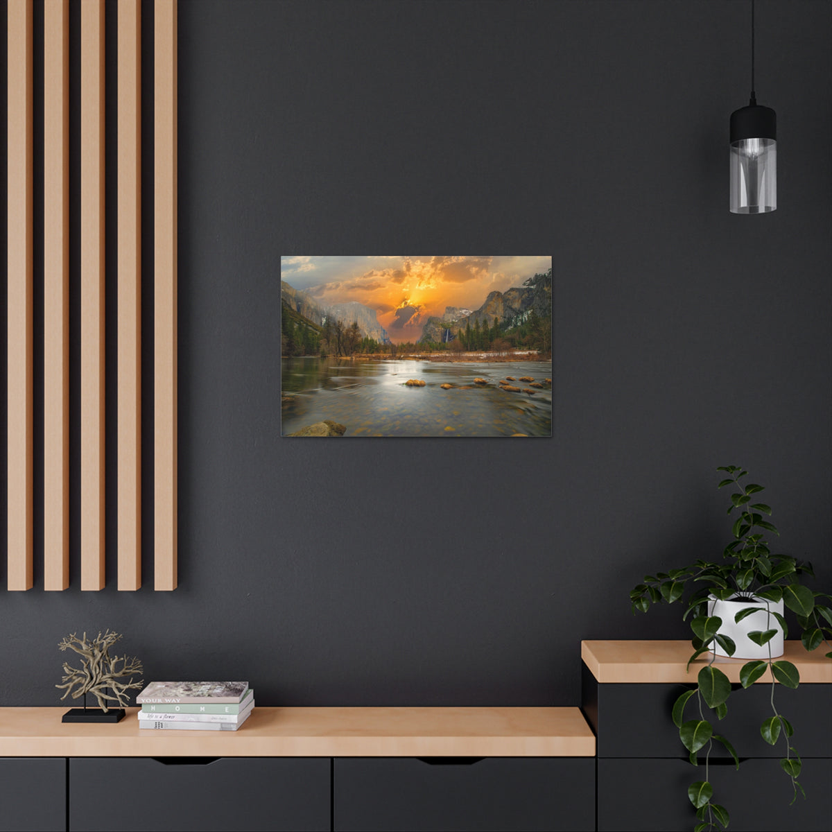 Golden Hour Over Mountain Nature Wilderness Photography Canvas Wall Art for Home Decor Ready-to-Hang-Express Your Love Gifts