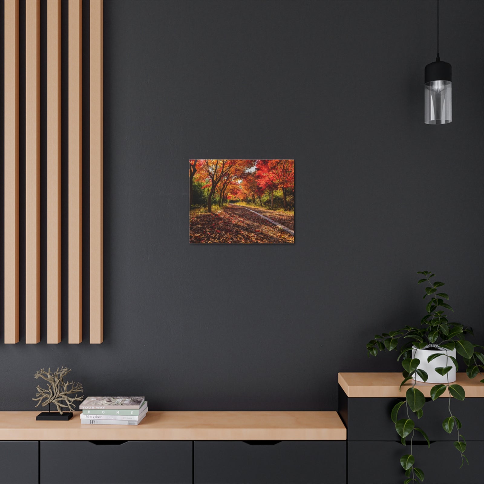 Orange Tree Path Autumn Park Nature Wilderness Photography Canvas Wall Art for Home Decor Ready-to-Hang-Express Your Love Gifts