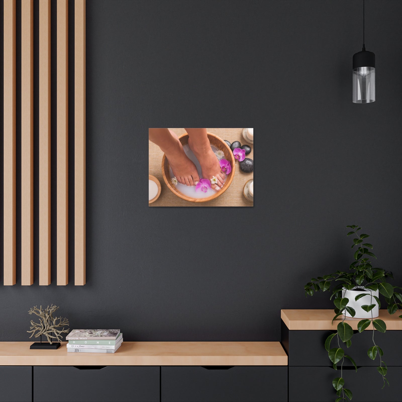 Footbath With Orchid Forest Floral Nature Photography Canvas Wall Art for Home Decor Ready-to-Hang-Express Your Love Gifts