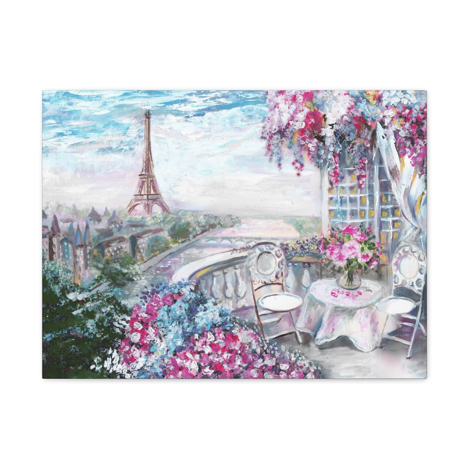 Paris Pink Eiffel Tower France Canvas Artwork High-Quality Breathtaking French City for Home Decor Ready to Hang-Express Your Love Gifts