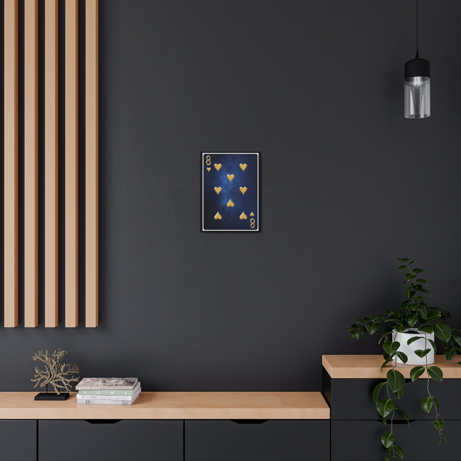 Eight Of Hearts Space Background Playing Card Canvas Wall Art for Home Decor Ready-to-Hang-Express Your Love Gifts