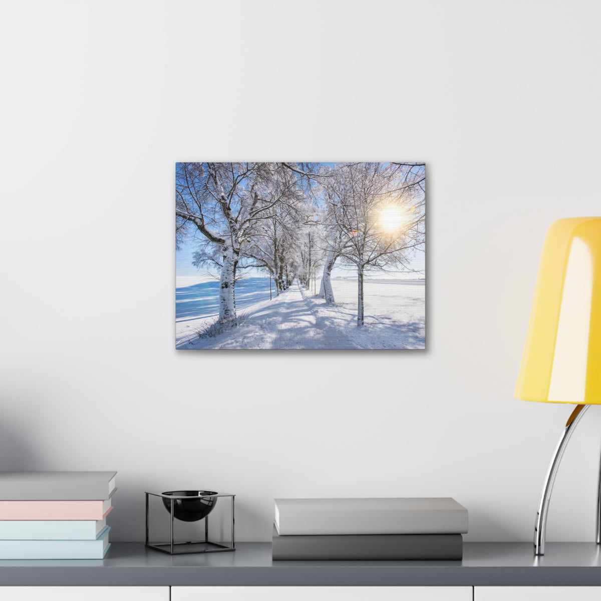 Small Footpath In Winter Through Trees Canvas Wall Art for Home Decor Ready-to-Hang-Express Your Love Gifts