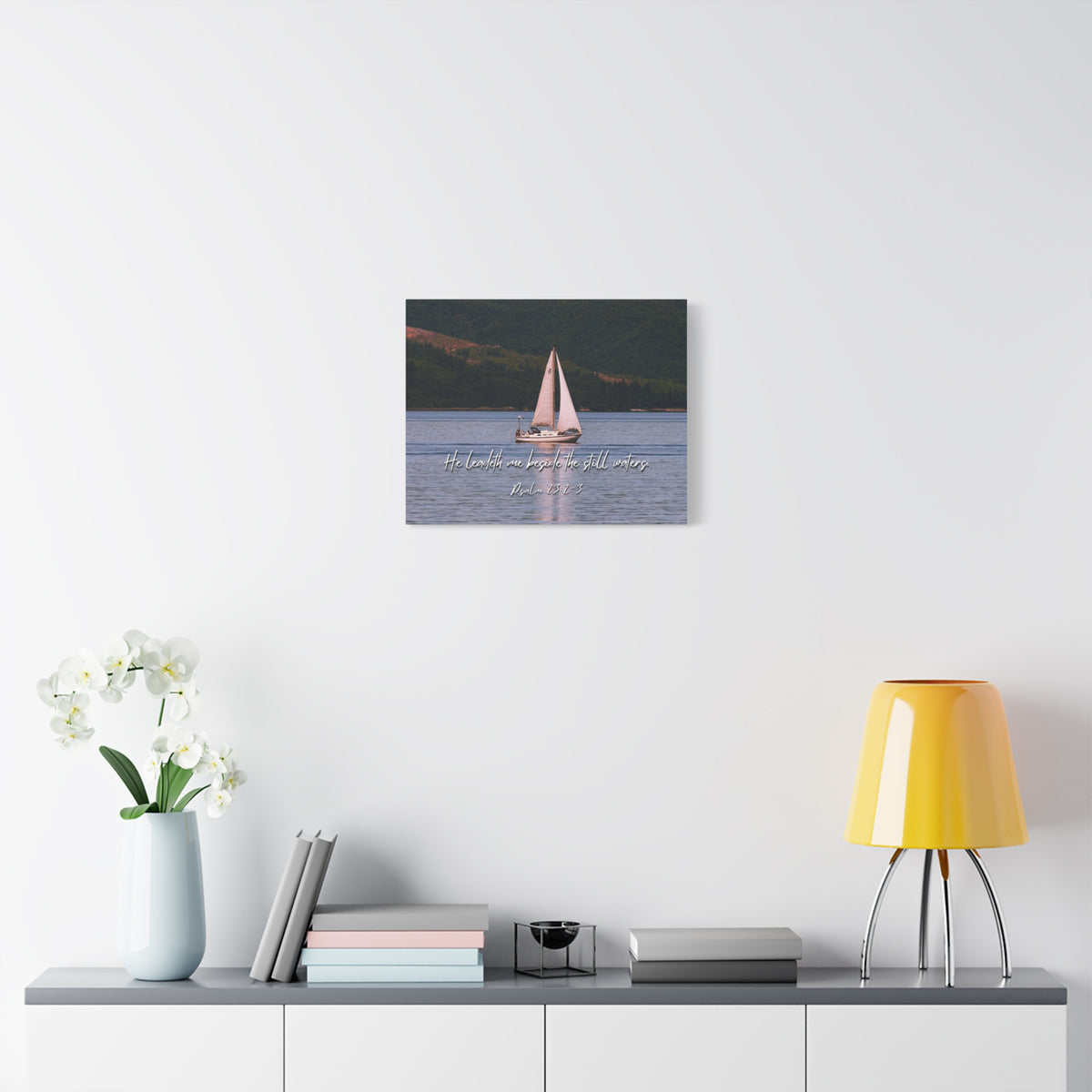 Scripture Walls He Leadeth Me Psalm 23:2 Bible Verse Canvas Christian Wall Art Ready to Hang-Express Your Love Gifts
