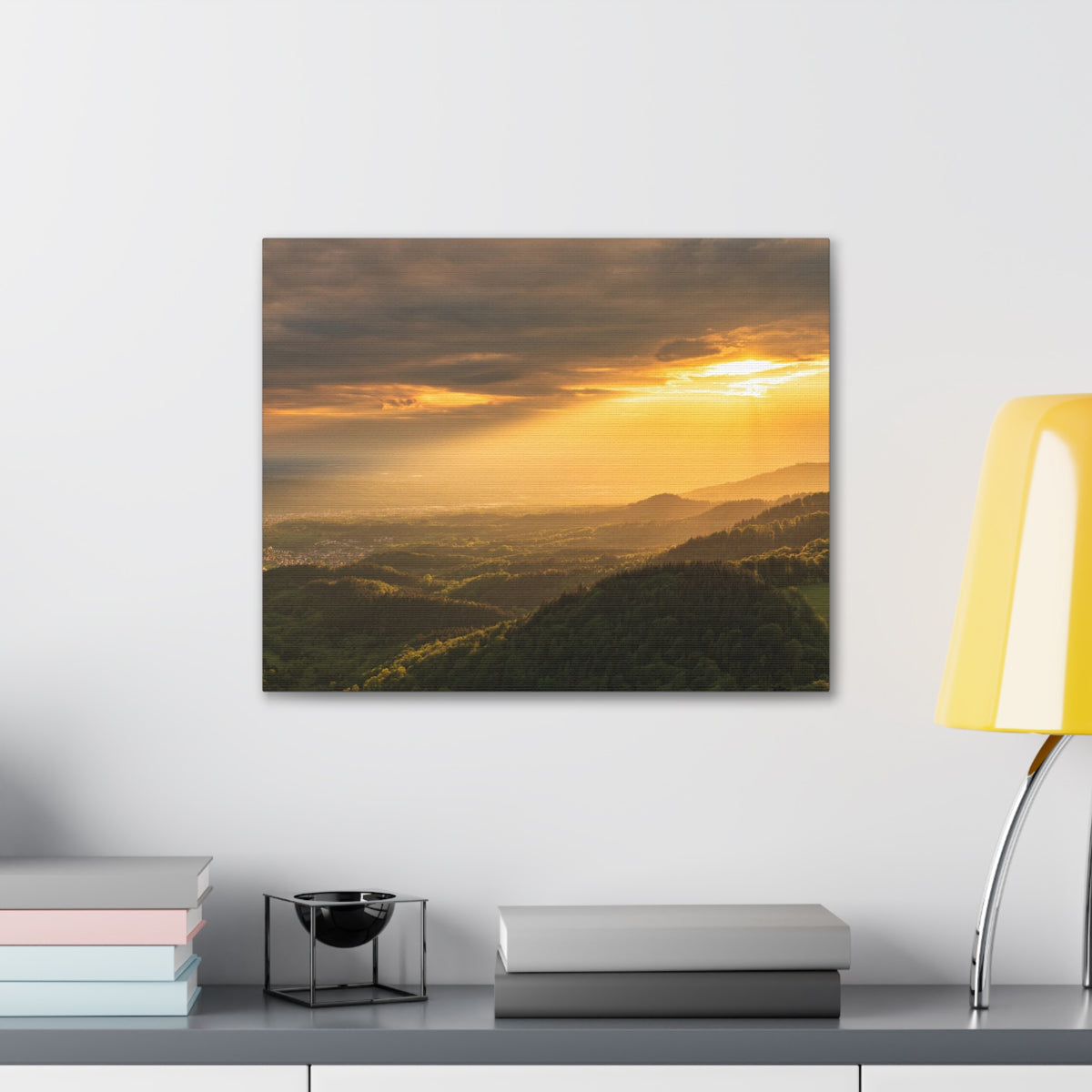 Sunrise Over Golden Mountains Nature Wilderness Photography Canvas Wall Art for Home Decor Ready-to-Hang-Express Your Love Gifts
