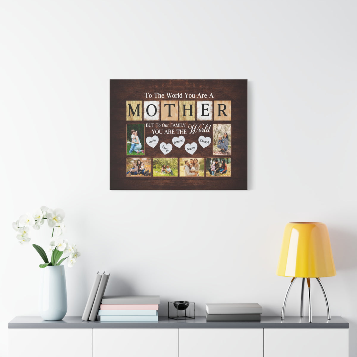 Personalized Mother Photo Collage Canvas – “To The World You Are A Mother”-Express Your Love Gifts