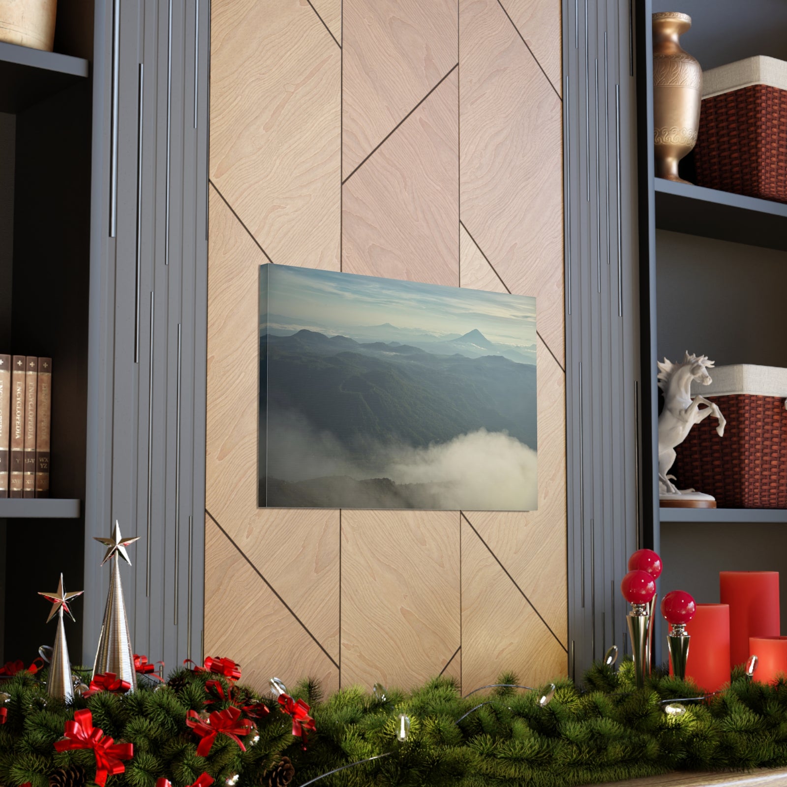 Misty Mountains Green Forest Nature Wilderness Photography Canvas Wall Art for Home Decor Ready-to-Hang-Express Your Love Gifts