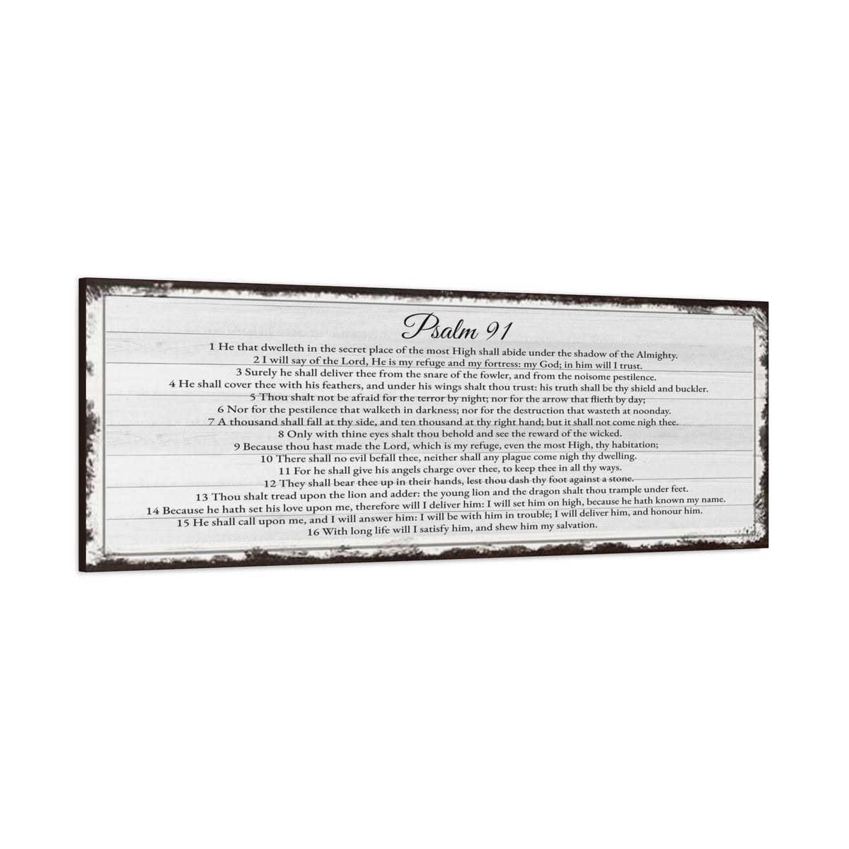 Scripture Walls Psalm 91 English Landscape White Bible Verse Canvas Christian Wall Art Ready to Hang Unframed-Express Your Love Gifts