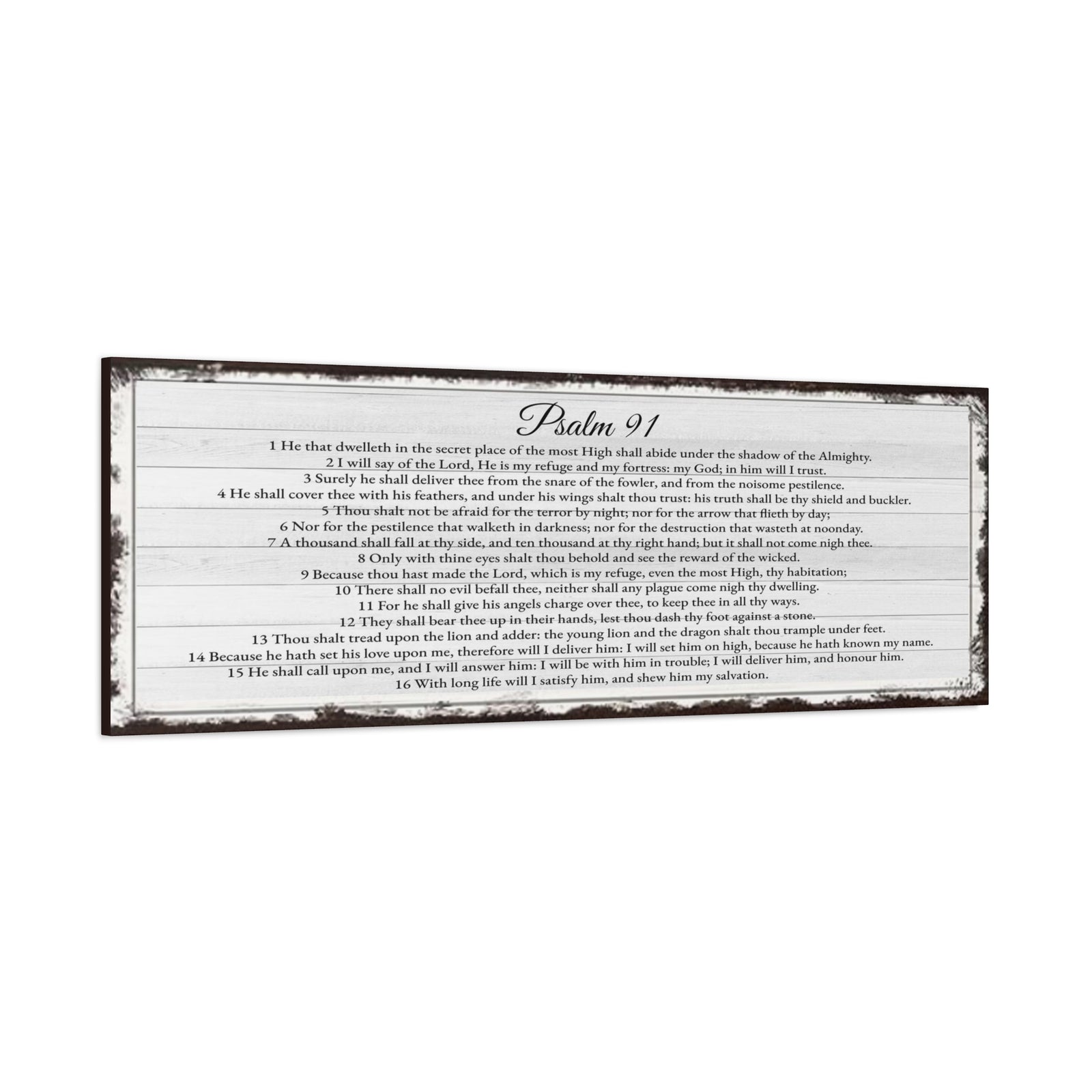 Scripture Walls Psalm 91 English Landscape White Bible Verse Canvas Christian Wall Art Ready to Hang Unframed-Express Your Love Gifts