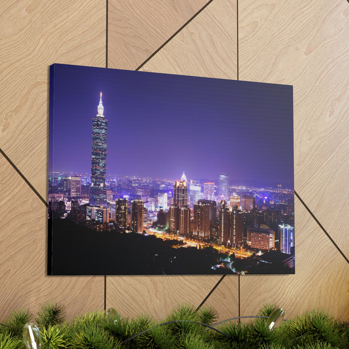 Taipei Night Skyline Canvas Artwork High-Quality Breathtaking Stunning Cityscape for Home Decor Ready to Hang-Express Your Love Gifts