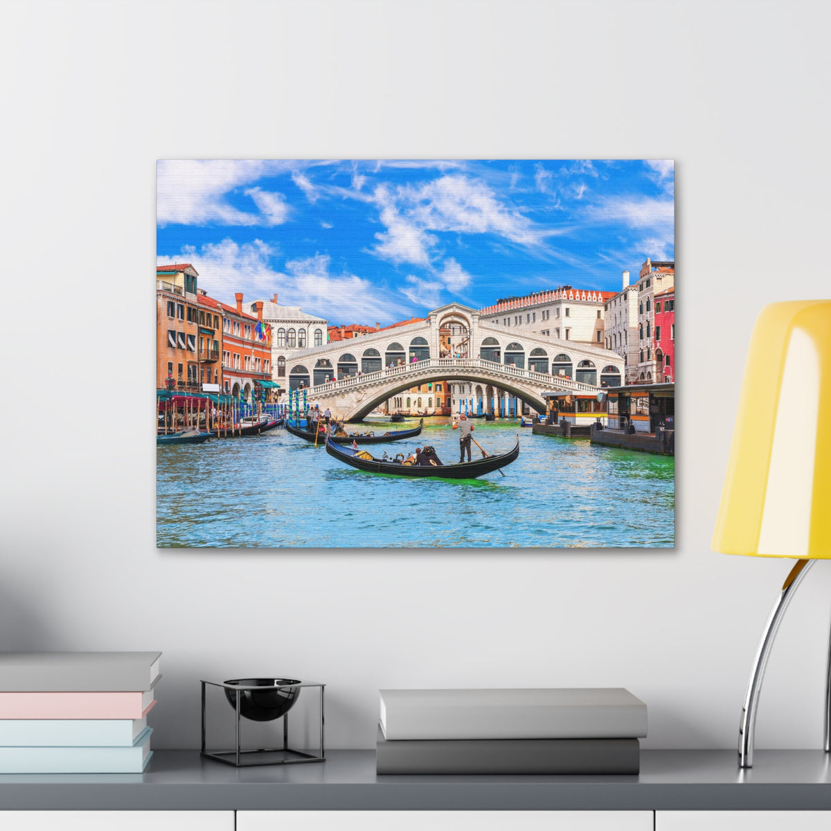 Rialto Bridge Venice Modern Multicolor Scenic Nature Photography Canvas Home Office Decor Ready to Hang-Express Your Love Gifts