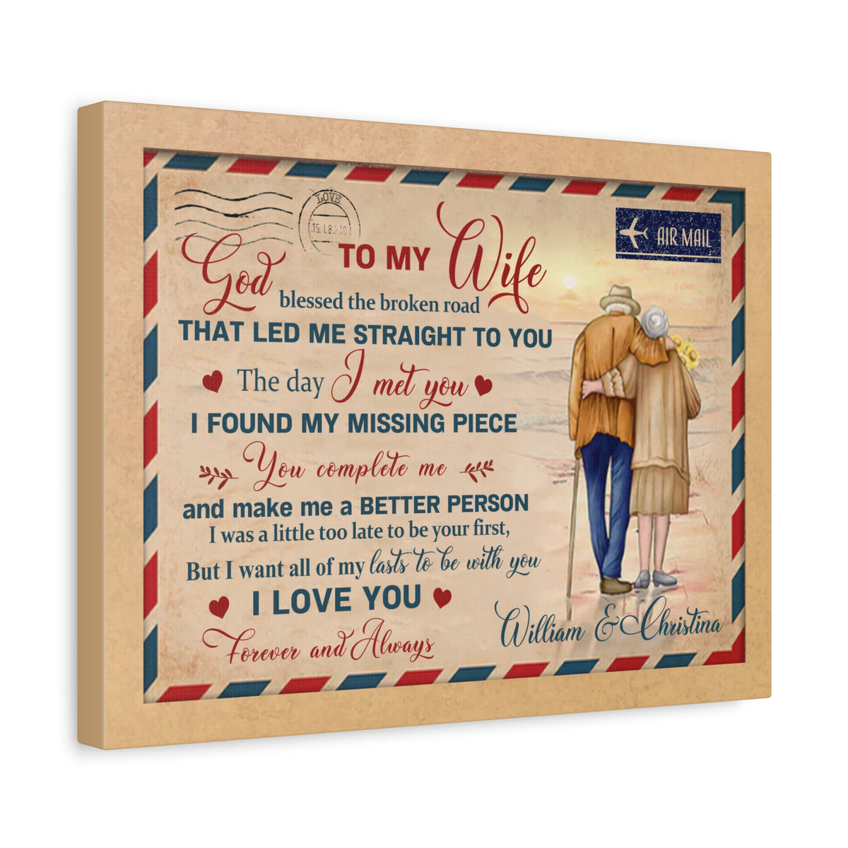 To My Wife – You Complete Me Personalized Canvas Wall Art-Express Your Love Gifts