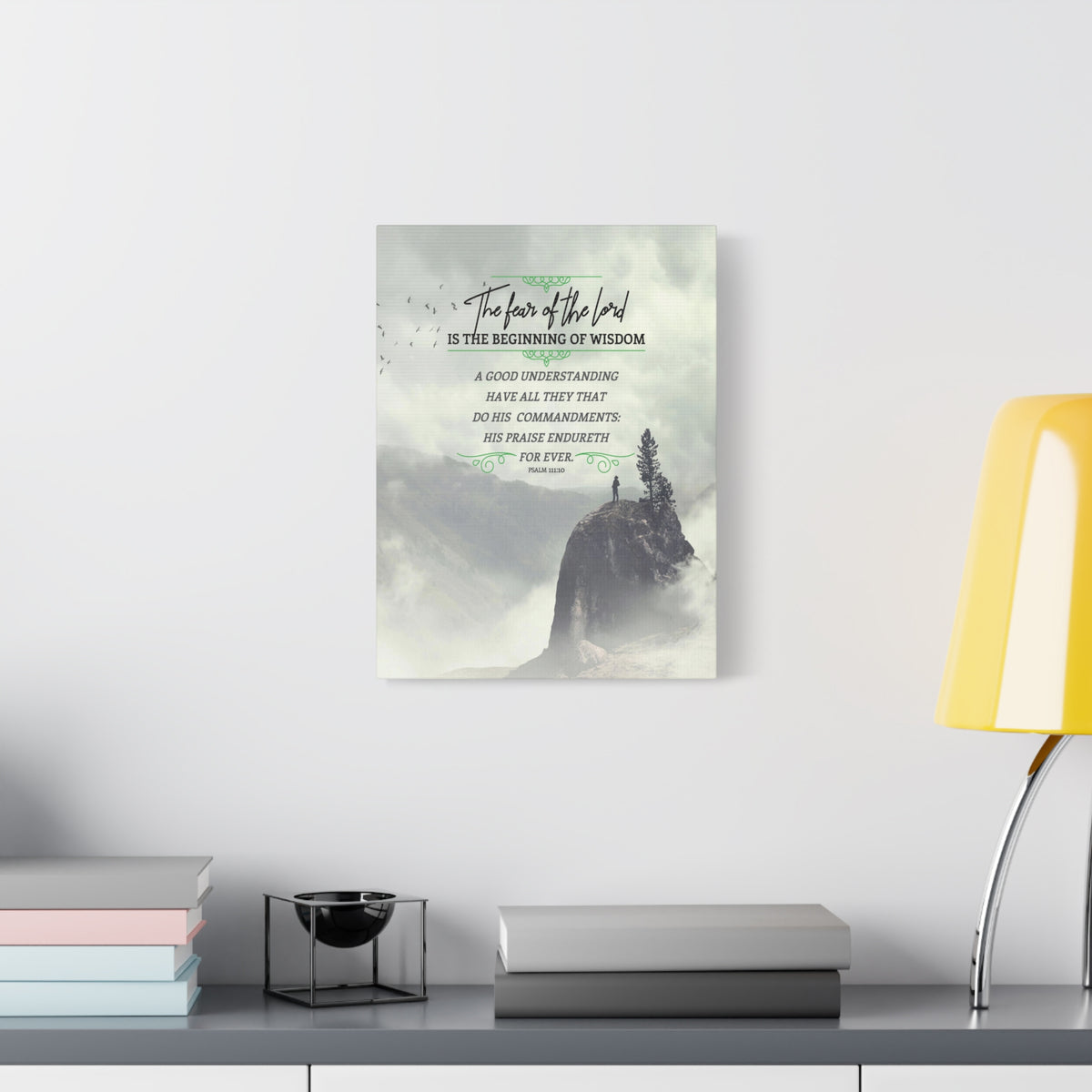 Scripture Canvas The Fear of The Lord Psalm 111:10 Christian Wall Art Bible Verse Print Ready to Hang-Express Your Love Gifts
