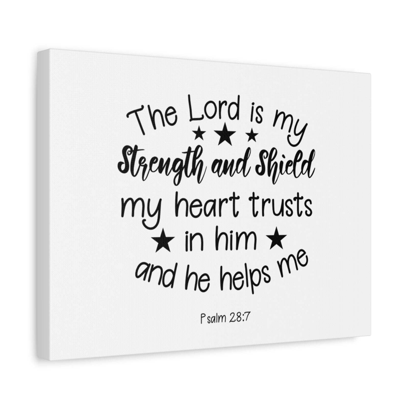 Scripture Canvas Strength And Shield Psalm 28:7 Christian Wall Art Bible Verse Print Ready to Hang-Express Your Love Gifts