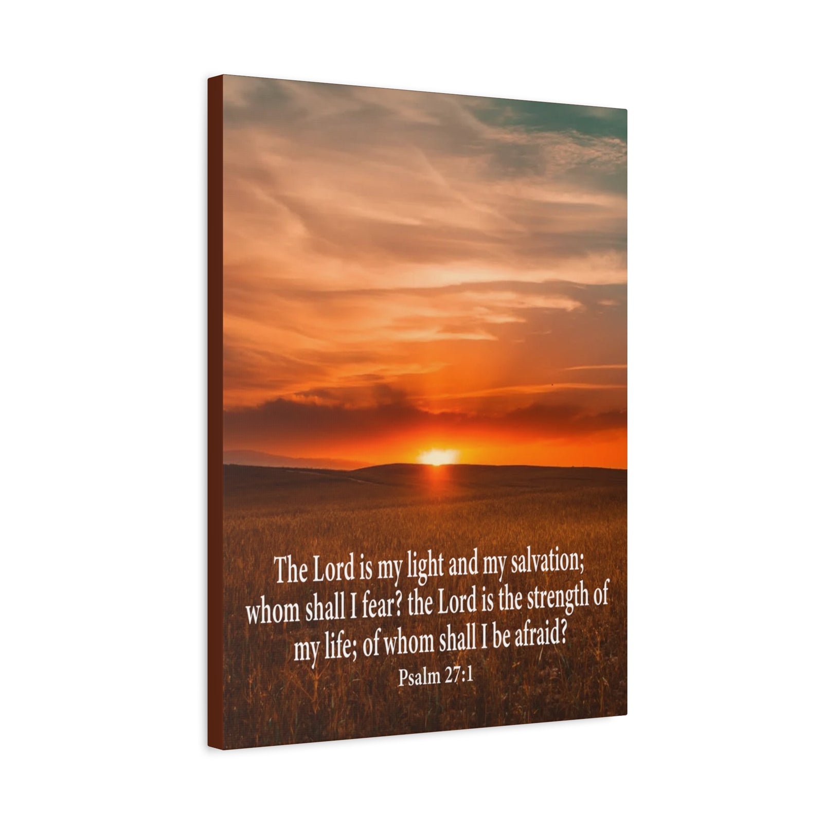 Bible Verse Canvas Lord is My Salvation Psalm 27:1 Christian Wall Décor Scripture Art Ready to Hang-Express Your Love Gifts