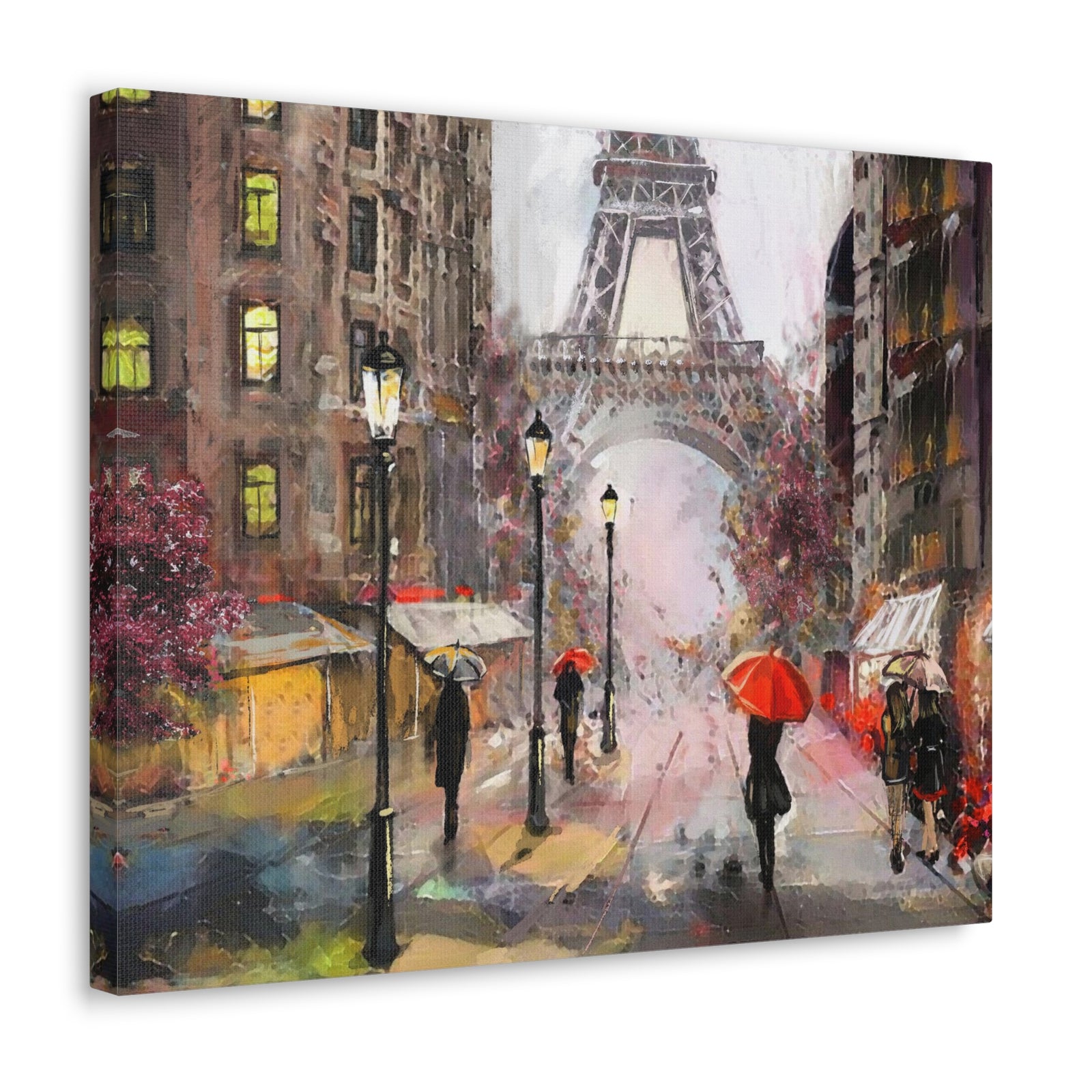 Paris Urban People Under Red Umbrella Paris Eiffel Tower Couple France Canvas Artwork High-Quality Breathtaking French City for Home Decor Ready to Hang-Express Your Love Gifts