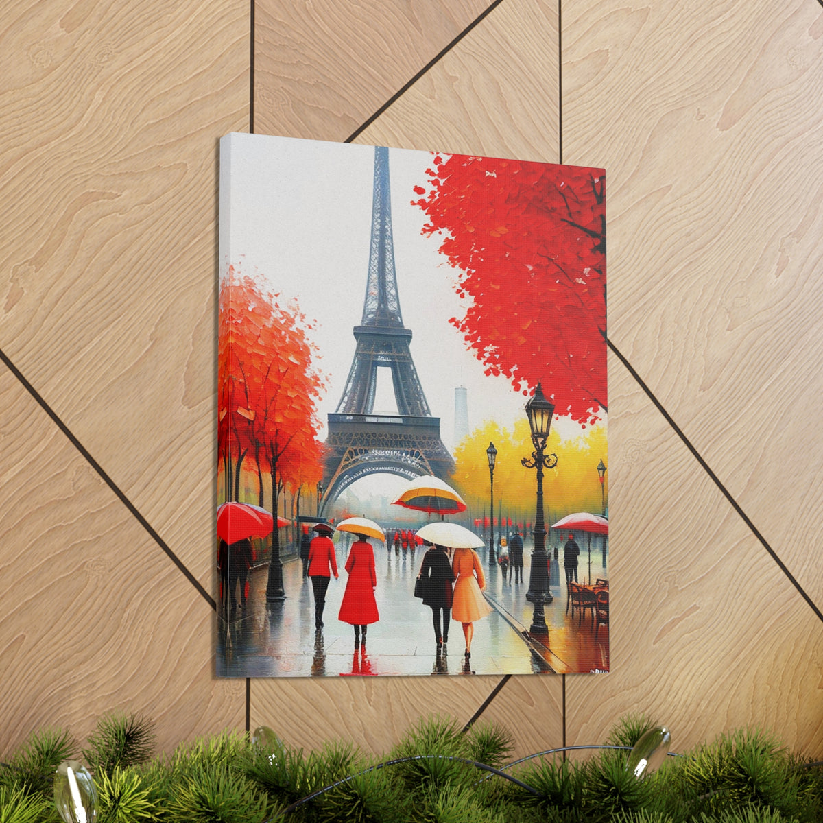 Paris Eiffel Tower Red Dress And Red Tree France Canvas Artwork High-Quality Breathtaking French City for Home Decor Ready to Hang-Express Your Love Gifts