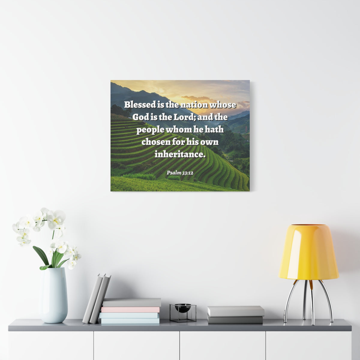 Scripture Walls Blessed Is The Nation Psalm 33:12 Bible Verse Canvas Christian Wall Art Ready to Hang-Express Your Love Gifts