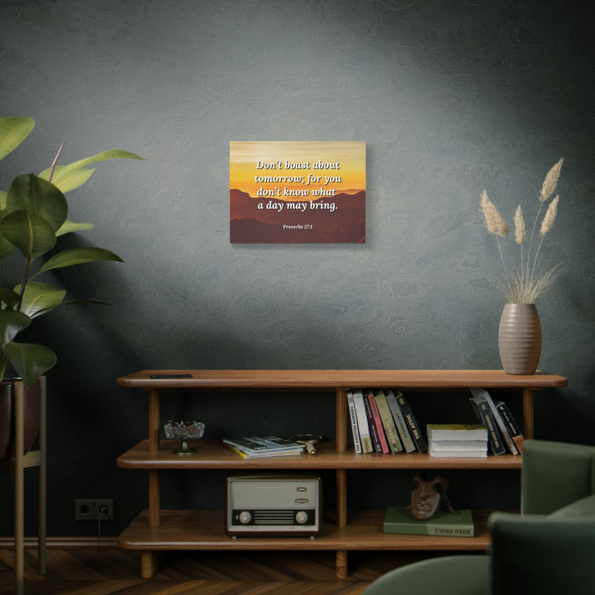 Scripture Walls Boast Not Proverbs 27:1 Bible Verse Canvas Christian Wall Art Ready to Hang-Express Your Love Gifts