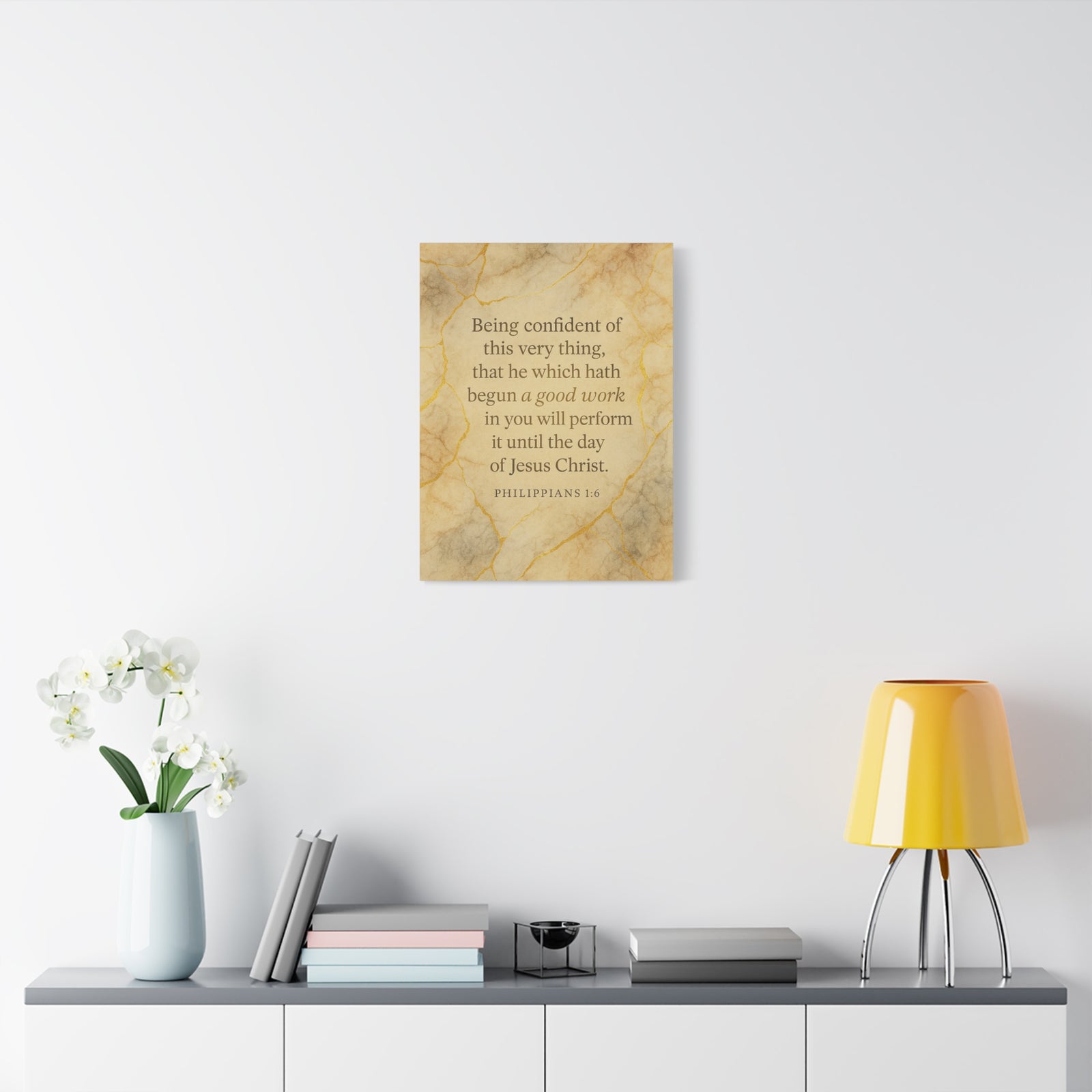 Bible Verse Canvas Philippians 1:6 Christian Home Décor Wall Art Scripture Ready to Hang Faith Print-Express Your Love Gifts