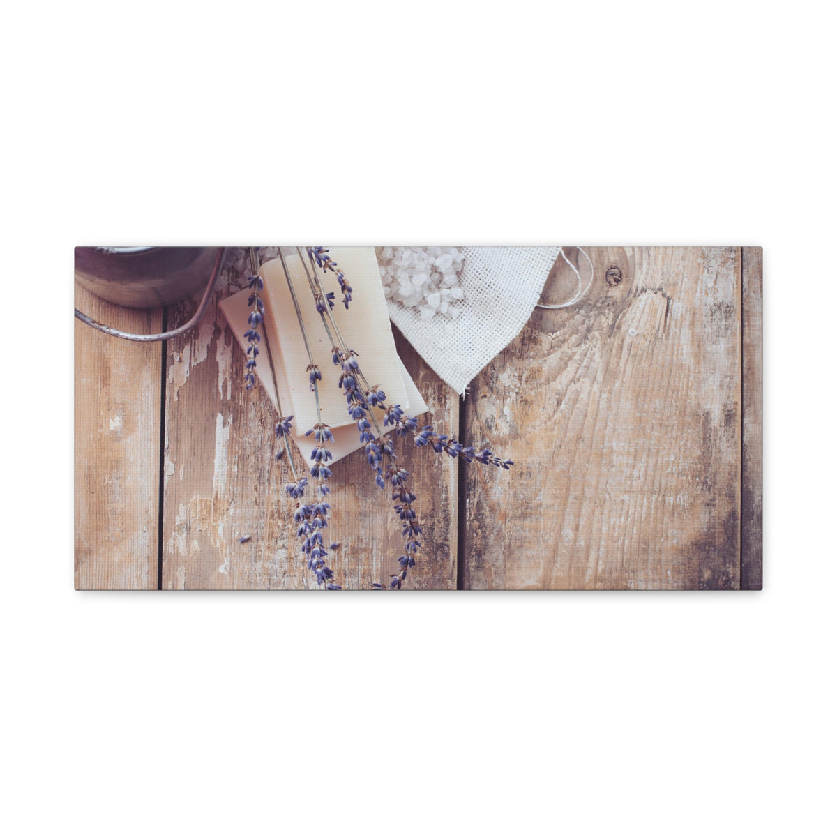 Lilac Flowers On Wooden Plank Rustic Country Background Canvas Wall Art for Home Decor Ready-to-Hang-Express Your Love Gifts
