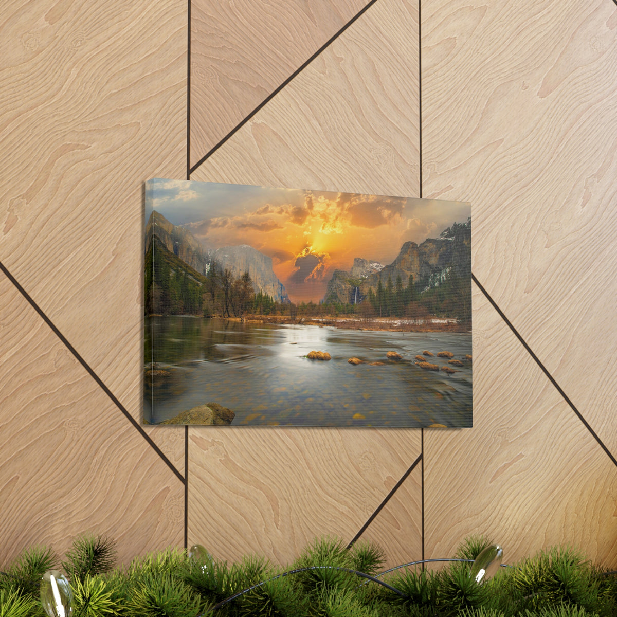 Golden Hour Over Mountain Nature Wilderness Photography Canvas Wall Art for Home Decor Ready-to-Hang-Express Your Love Gifts
