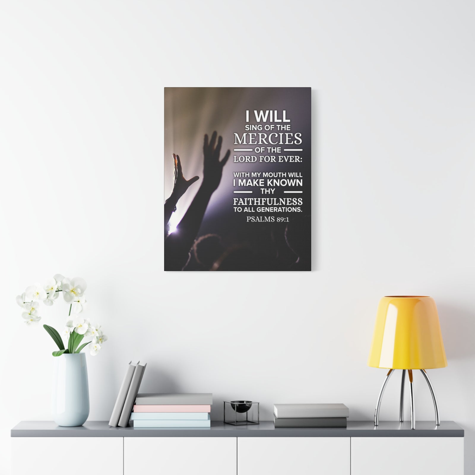 Scripture Canvas Mercies Psalm 89:1 Christian Wall Art Bible Verse Print Ready to Hang-Express Your Love Gifts
