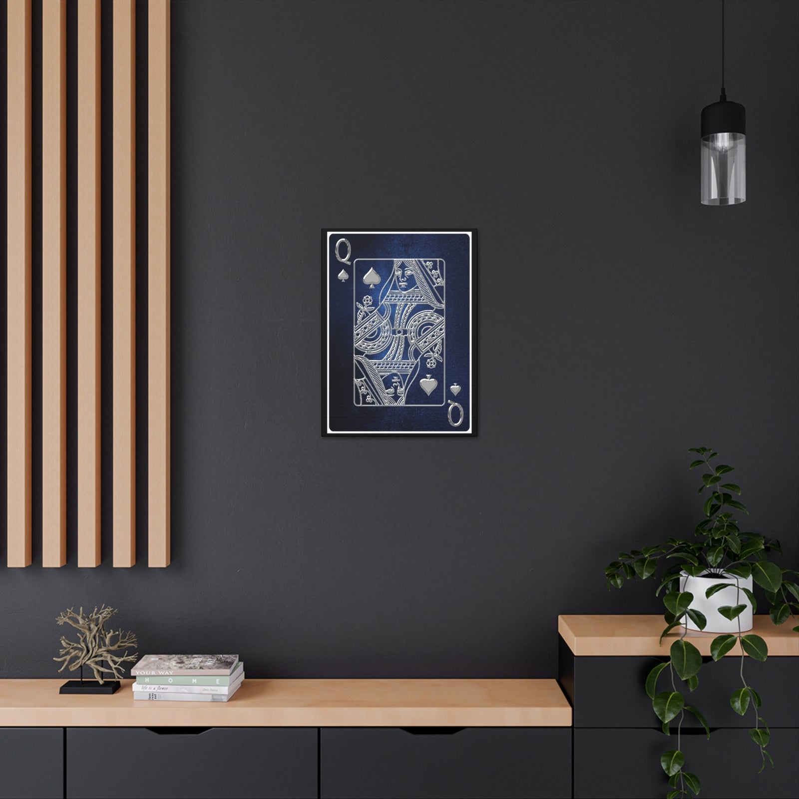 Queen Of Spades Space Background Playing Card Canvas Wall Art for Home Decor Ready-to-Hang-Express Your Love Gifts