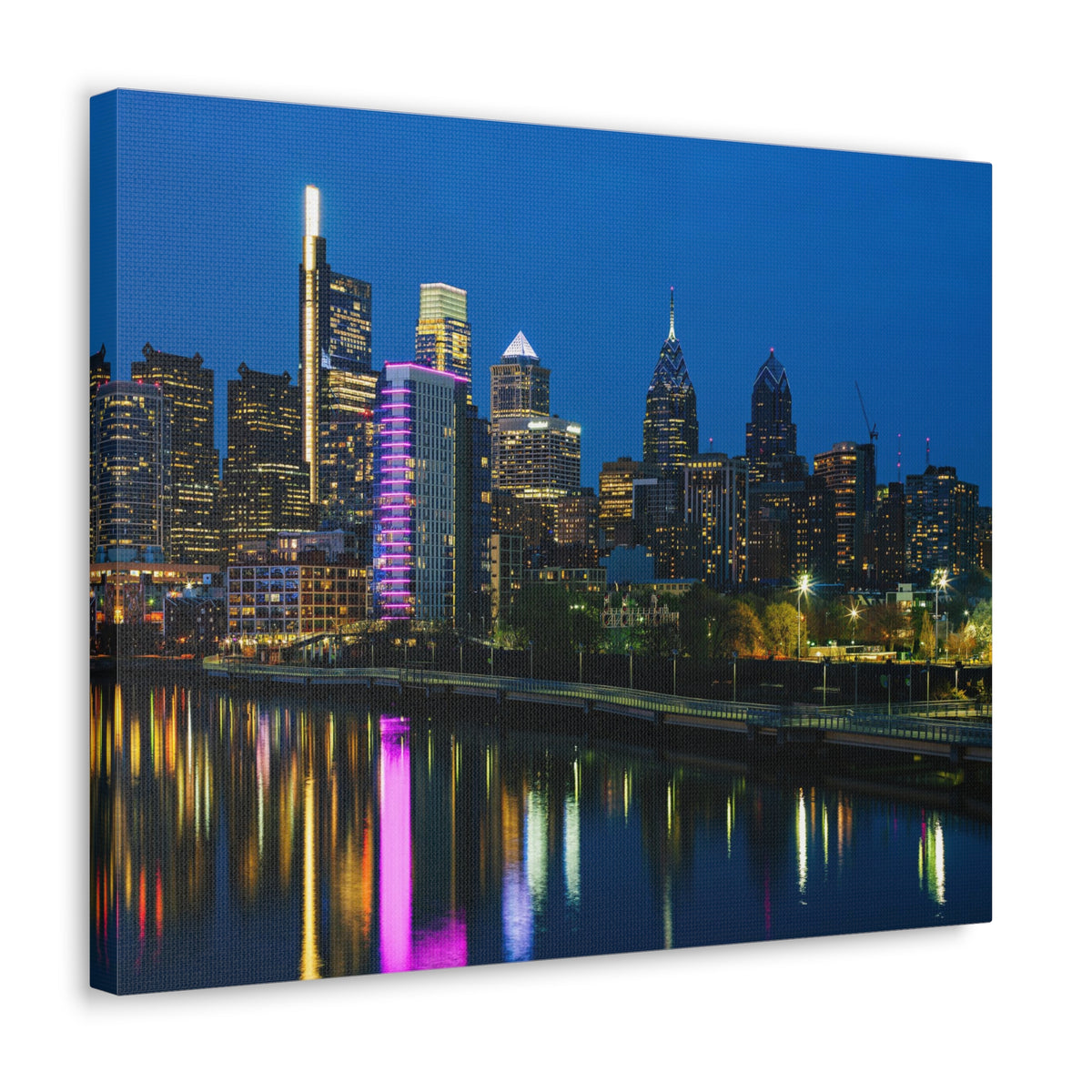 Philadelphia Night Skyline Canvas Artwork High-Quality Breathtaking Stunning Cityscape for Home Decor Ready to Hang-Express Your Love Gifts