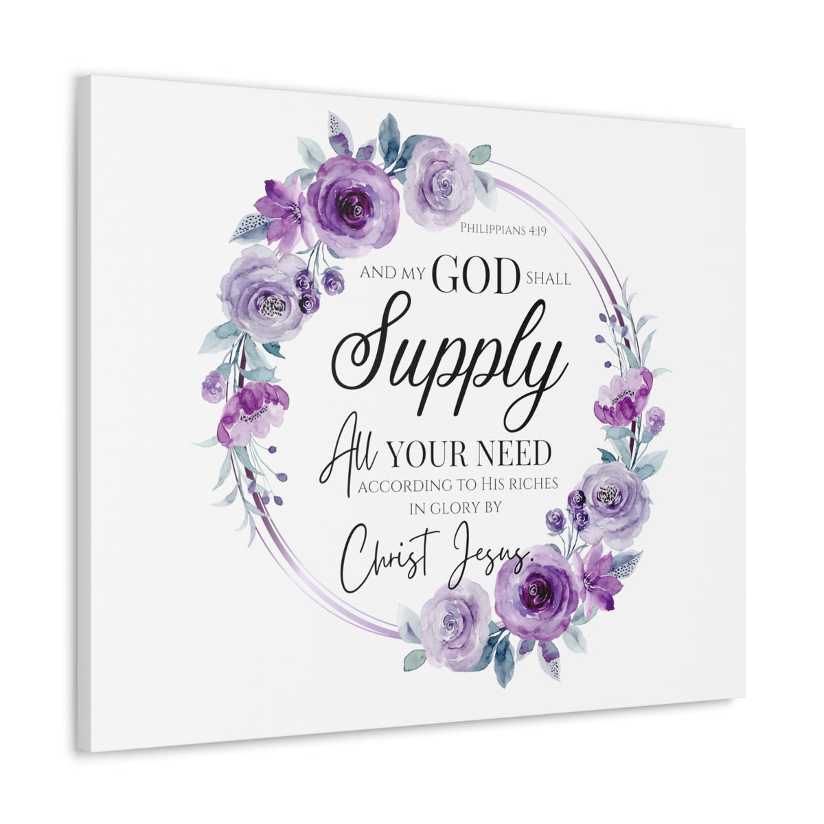 Scripture Walls Philippians 4:19 God Shall Supply Bible Verse Canvas Christian Wall Art Ready to Hang Unframed-Express Your Love Gifts