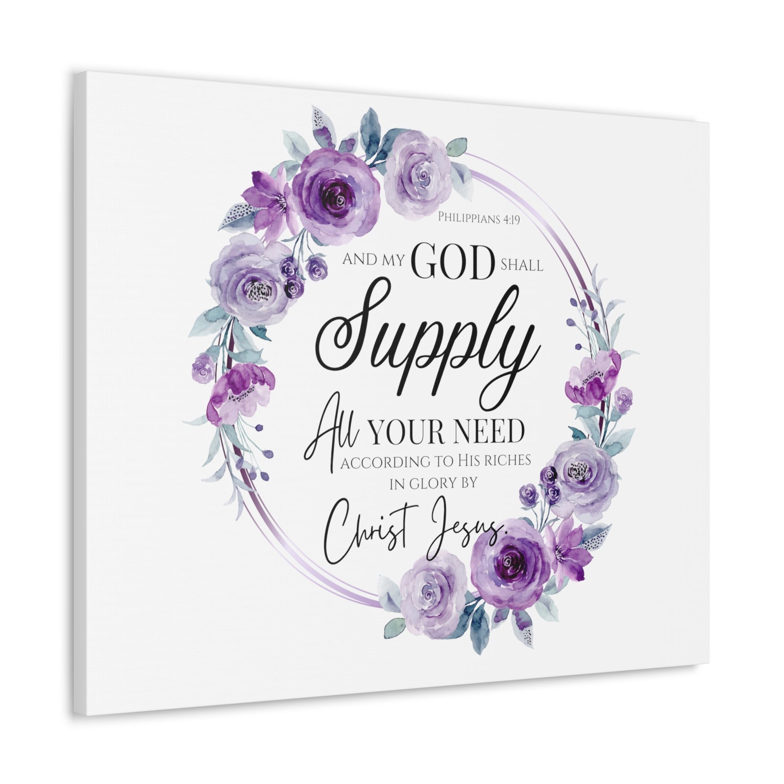 Scripture Walls Philippians 4:19 God Shall Supply Bible Verse Canvas Christian Wall Art Ready to Hang Unframed-Express Your Love Gifts
