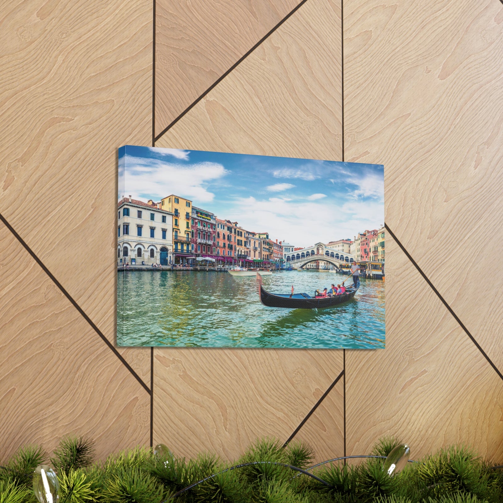 Venice Rialto Bridge Blue Sky Nature Wilderness Photography Canvas Wall Art for Home Decor Ready-to-Hang-Express Your Love Gifts